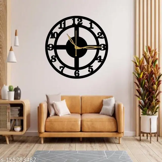 Wooden Wall Clock for Home, Black