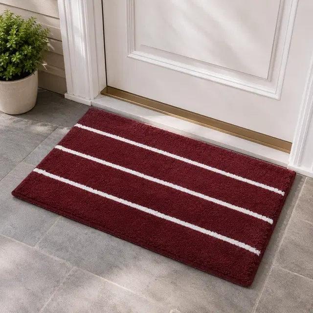 Qaleen Anti Skid Door Mat [59cm x39cm] Red