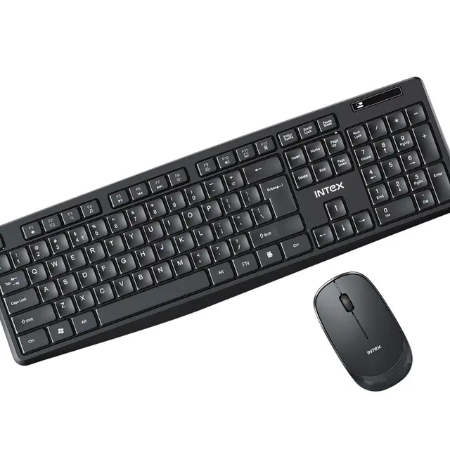 Intex 2.4GHz Wireless Keyboard And Mouse Combo | 104 Keys, 4 Button Mouse | 1600 Dpi | 10m Range, Nano Usb Receiver Plug & Play | Ergonomic & Soft Keys (Black)