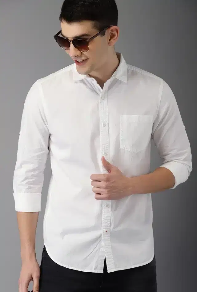 Casual Shirt for Men (White, M)