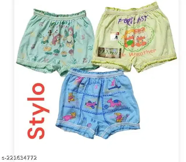 Cotton Innerwear Shorts for Kids, Pack of 3 (Multicolor, 18-24 Months)
