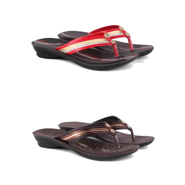 Flats for Women, Set of 2 (Multicolor, 5)