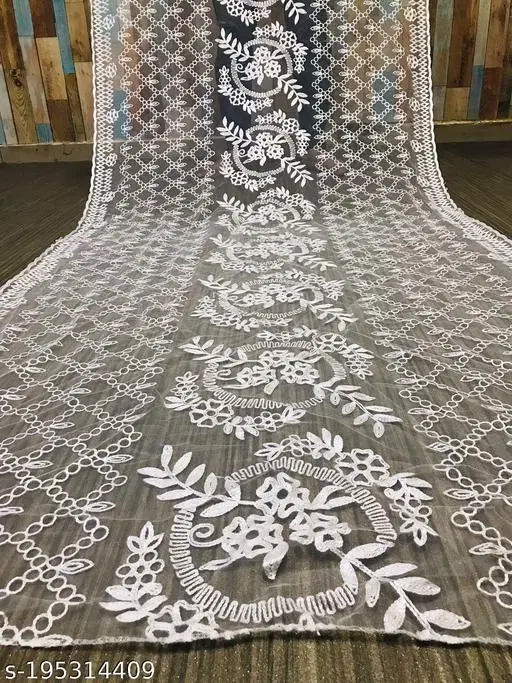 Chikankari Patiala with Cut Work for Women (White, Free Size)