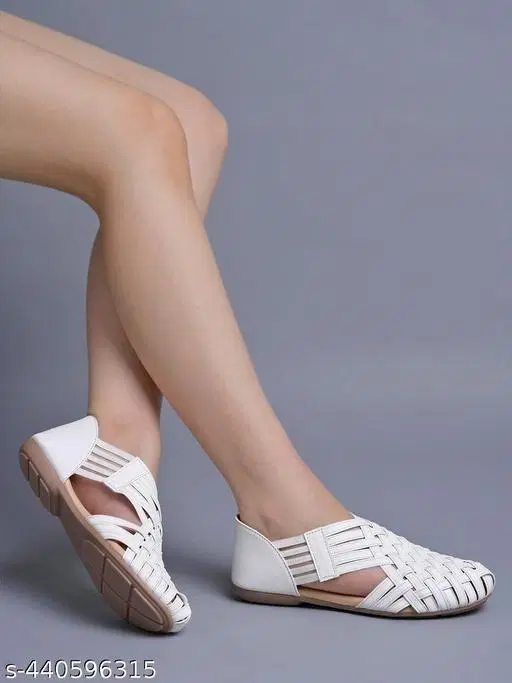 Solid Synthetic Mules for Women (White, IND-3)