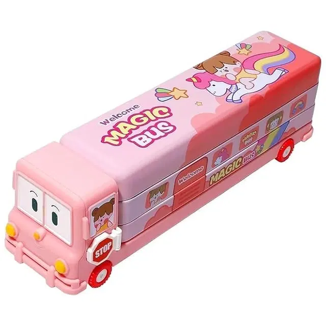 MINDFIT Cartoon Printed Bus Geometry Box, Assorted