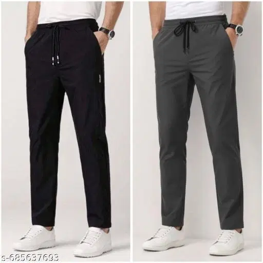 Cotton Pants for Men, Black, Pack of 2 (28)