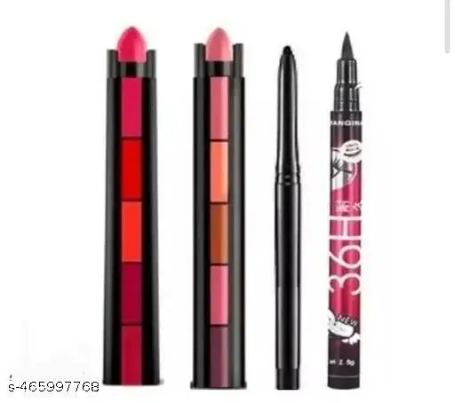 Red And Nude 5in1 Lipstick With Free 36h Eyeliner And Ads Kajal