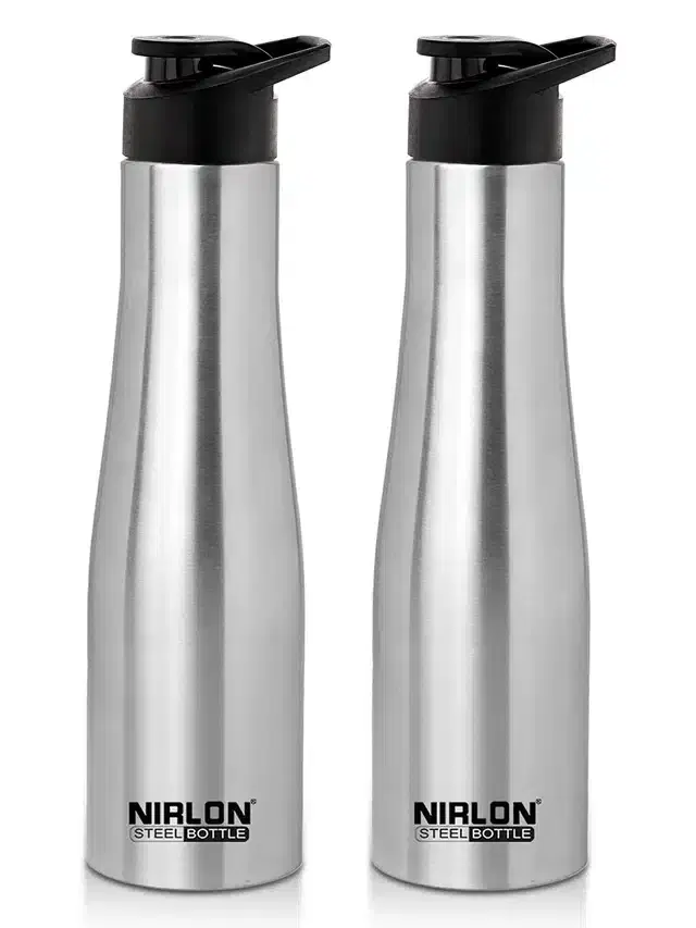 Stainless Steel Insulated Single Wall Water Bottle, Pack of 2, Silver, 1000 ml