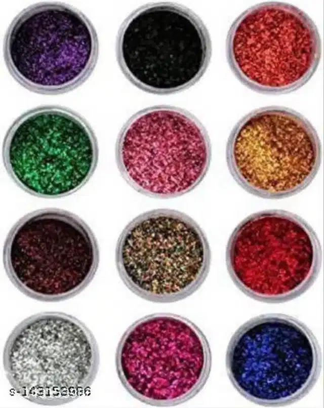 Nails Art Glitters Bottles, Multicolor, Pack of 12
