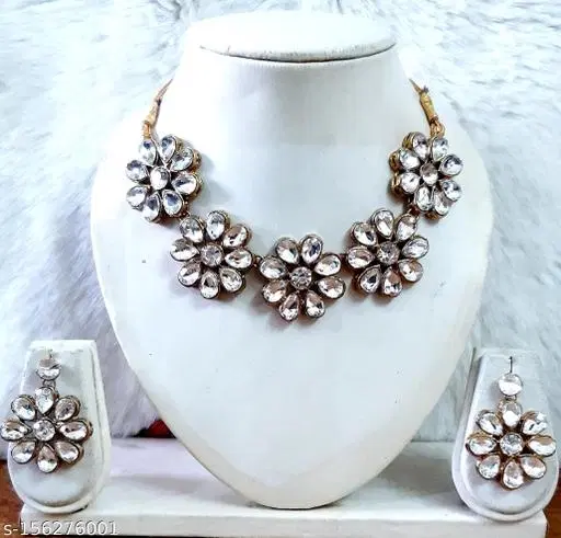 Beautiful Kundan Necklace for Women & Girls, White