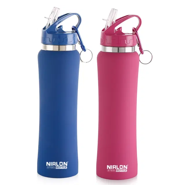 Nirlon Stainless Steel Sipper Water Bottle, Multicolor, 750 ml, Pack of 2