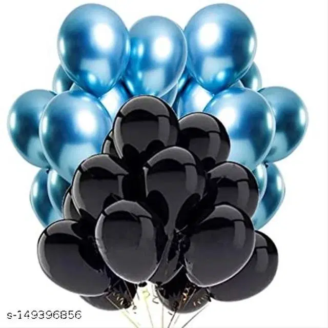 Decorative Metallic Balloons, Black & Blue, Pack of 100