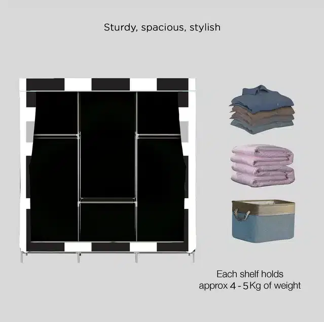 Carbon Steel 6 Shelf Printed, Black