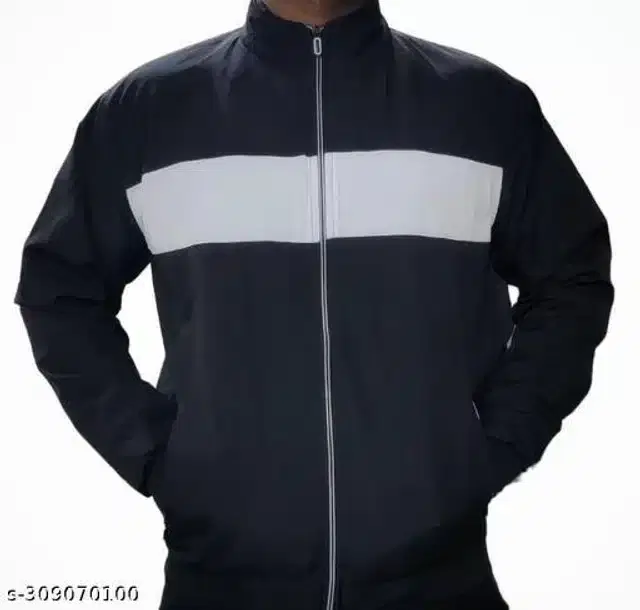 Polyester Jacket for Men (Black, XL)