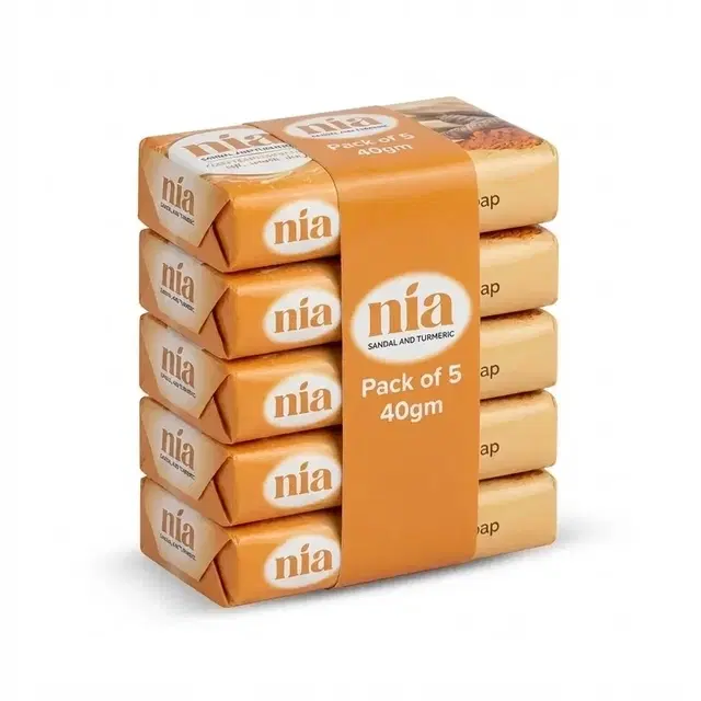Nia Sandal and Turmeric Soap 5X40 g (Pack of 5)
