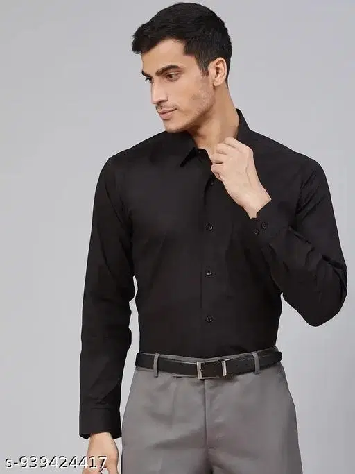 Solid Shirt for Men (Black, M)