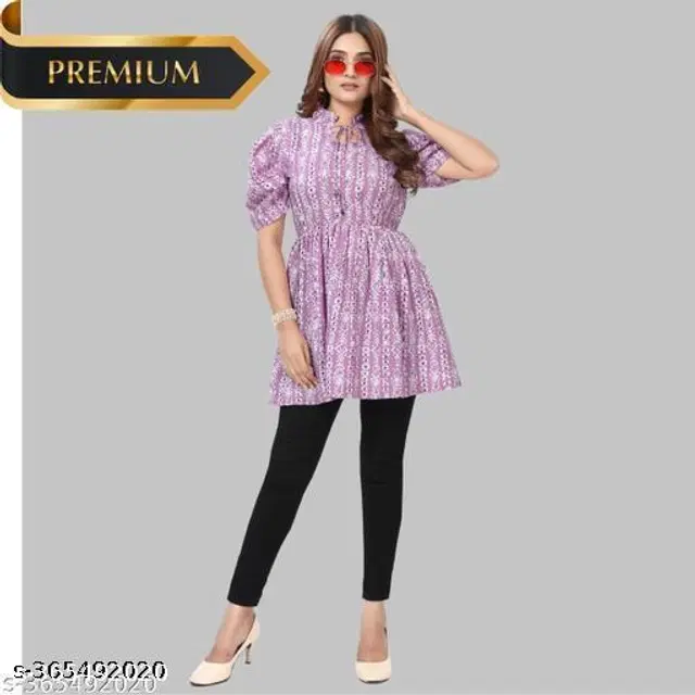 Half Sleeves Top for Women (Purple, S)