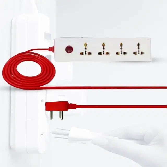 Hillgrove Power Extension Board with 4 Universal Socket and 1 Switch with 2 Meter Long Cable Surge Protector for Home/Computer/Fridge 4 Socket Extension Boards, White, 2M Cable, Pack of 1