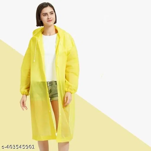 Polyester Rain Coat for Men & Women, Yellow, Free Size