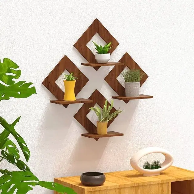 KC Arts MDF Diamond Wall Hanging Shelves 6x6 inch Pack of 4