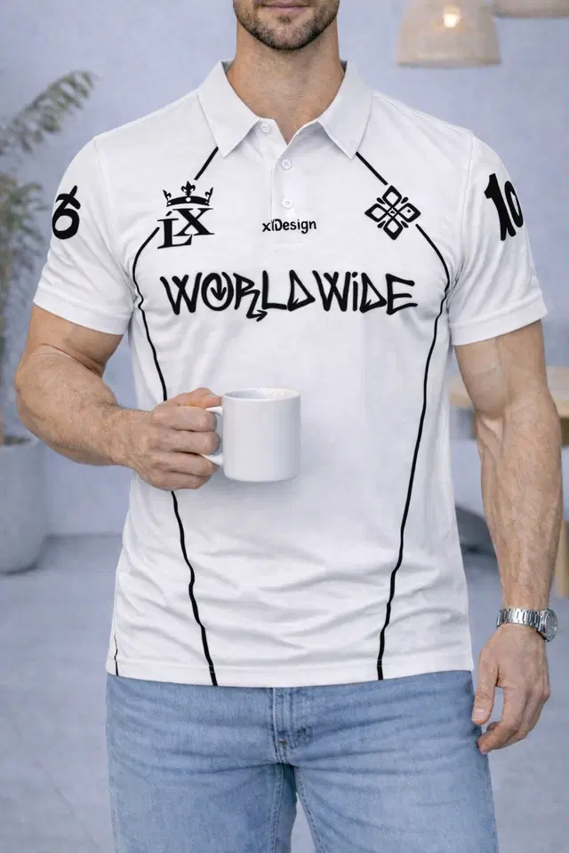 Cotton Blend Printed T-Shirt for Men, White (M)