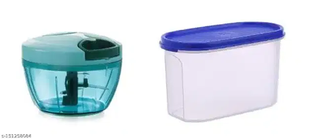 Manual Chopper with Storage Box, Multicolor, Set of 2