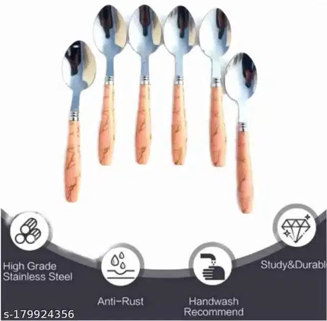 Stainless Steel Spoons, Multicolor, Pack of 6