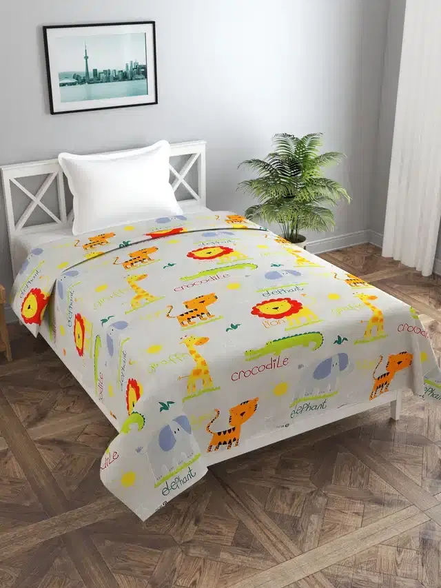 Printed Single Duvet Cover with Zipper, Multicolor, 60x90 Inches