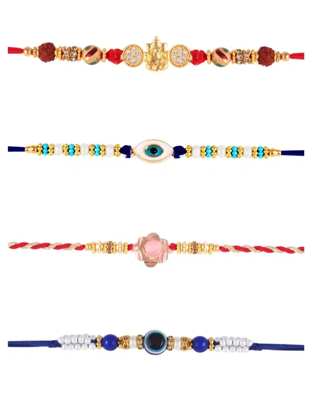 Designer Rakhi for Rakshabandhan, Multicolor, Pack of 4
