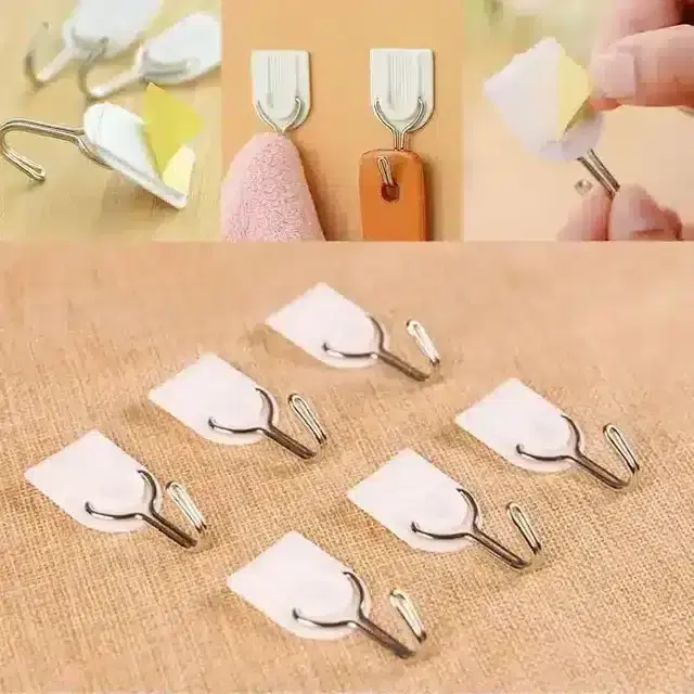 Pallavi Trading Strong Adhesive Wall Hanger Hook, 6 Pc