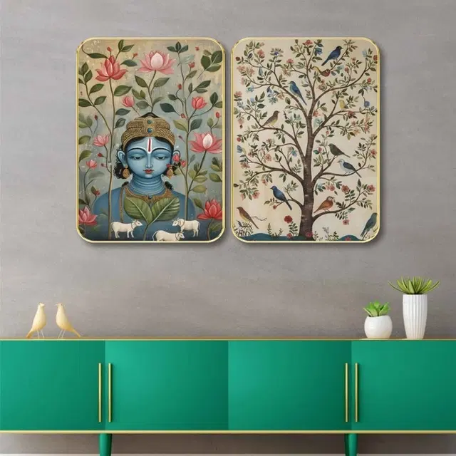 Kc Arts Uv Coated God With Scenary Wall Hanging 12X18in Pack Of 2