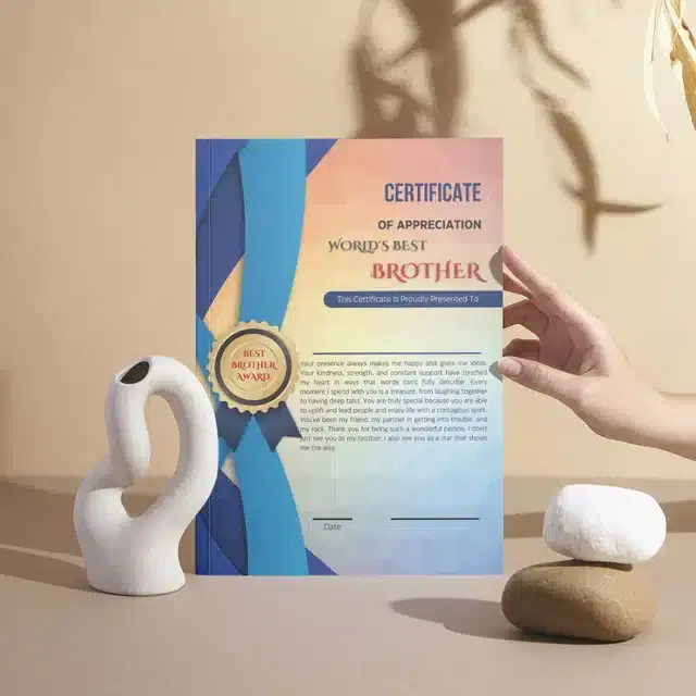 World Best Brother Certificate Award