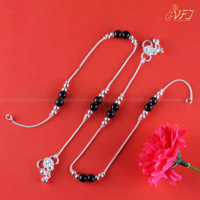 Brass Silver Plated Anklet for Women, Set of 1 (Silver)