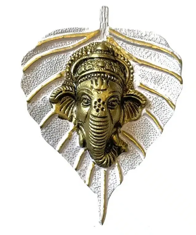 Wall Hanging Leaf Ganesh Idol for Home Decor, White