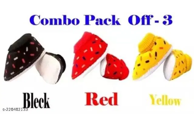 Booties for Infants, Pack of 3 (Multicolor, 3-6 Months)