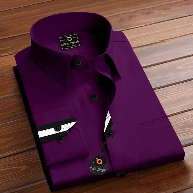 Full Sleeves Shirt for Men (Wine, XXL)
