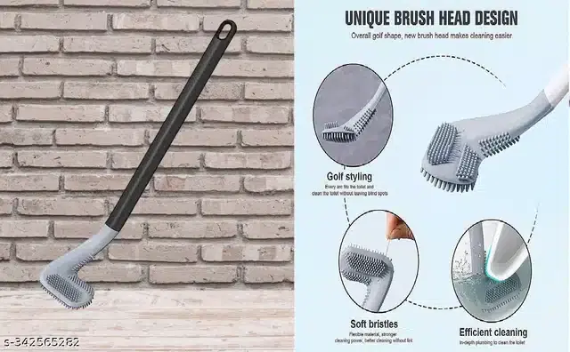 Plastic Toilet Cleaning Brush with Long Handle, Multicolor