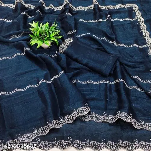 Simmer Embellished Saree For Women, Blue