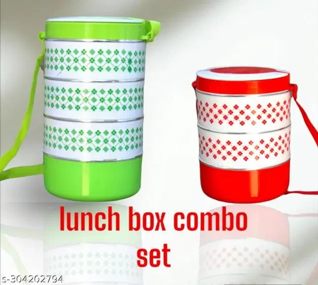 Plastic Lunch Box, Multicolor, Pack of 2