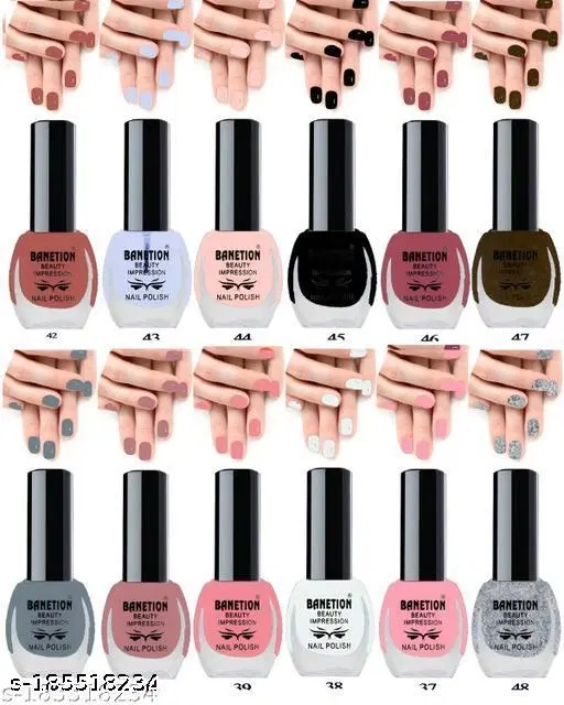 Banetion Matte Nail Polish, Multicolor, Pack of 12