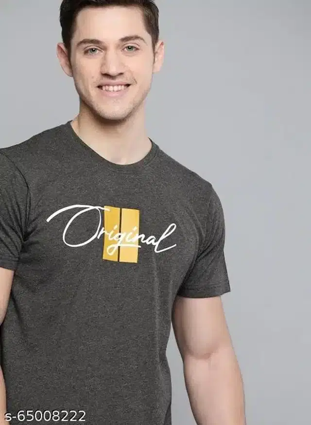Half Sleeves T-Shirt for Men (Dark Grey, L)