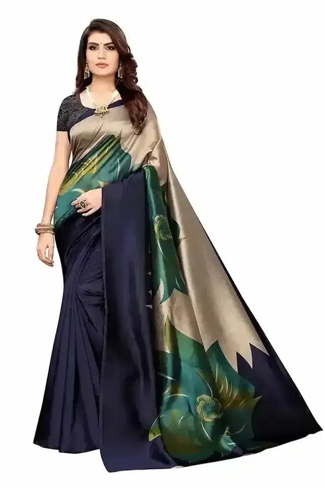 Art Silk Sarees for Women, Navy Blue (6.3 m)