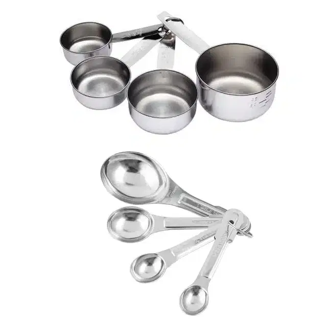 Oc9 Stainless Steel Measuring Cup & Measuring Spoon For Kitchen (Set Of 4)