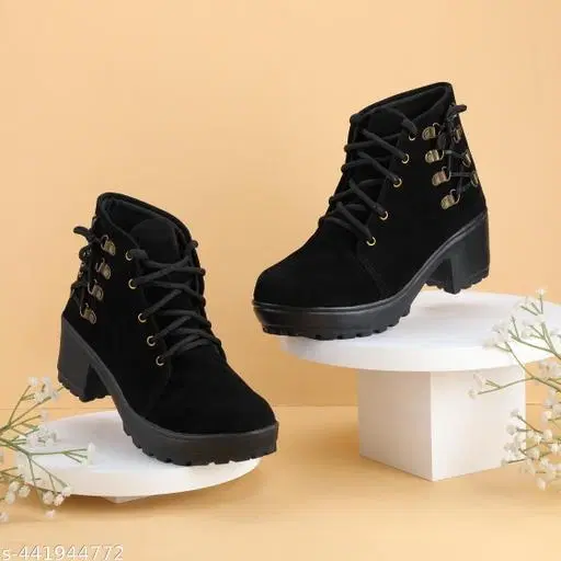 PU Casual Shoes for Women (Black, 7)