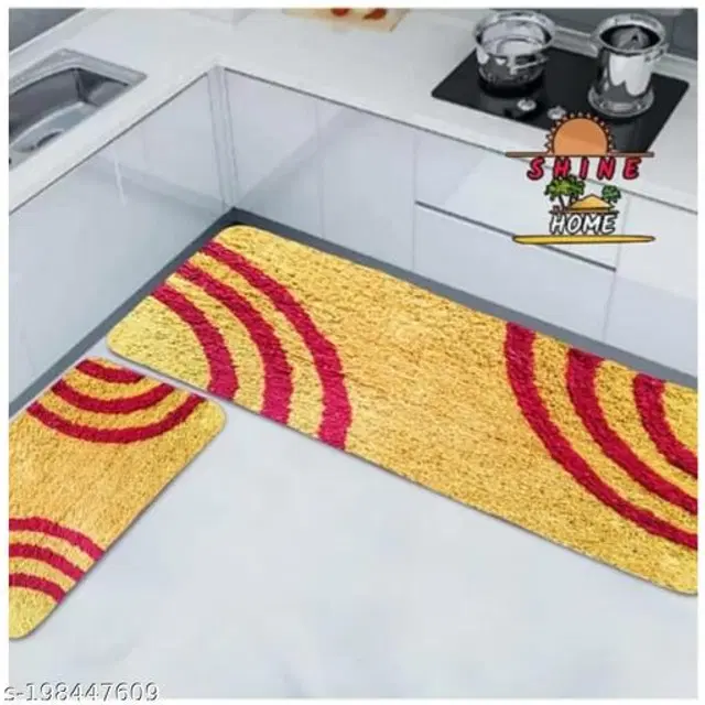 Cotton Doormat, Yellow & Red, Set of 2