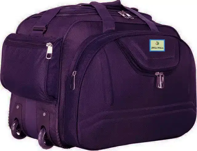 Synthetic Traveling Luggage Bag with Wheels, Purple,60 L