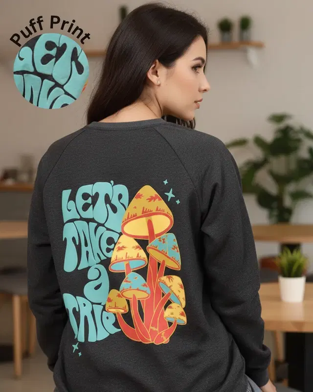 Fleece Printed Hoodie For Women, Grey (S)