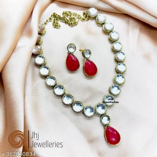 Stylish Kundan & Alloy Women’S Jewellery Sets, Red