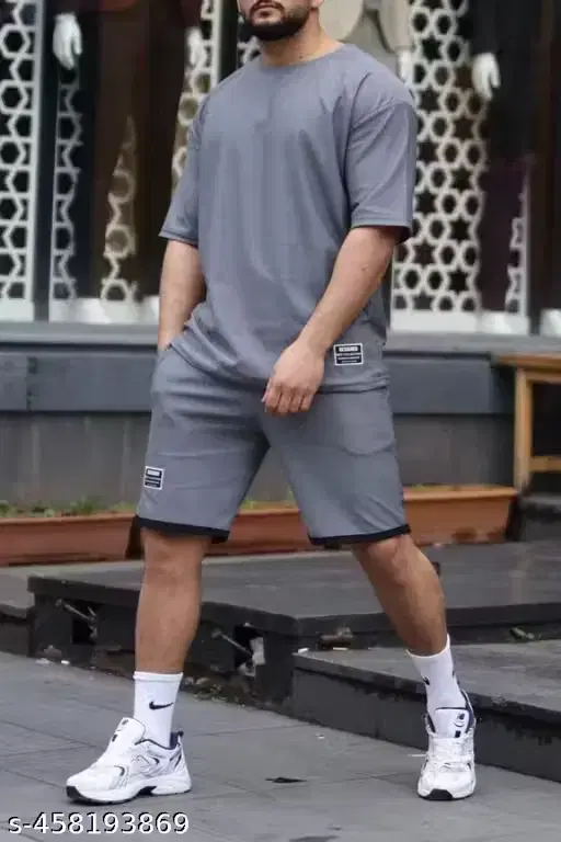 Polycotton Co-Ord Set for Men, Grey (M)