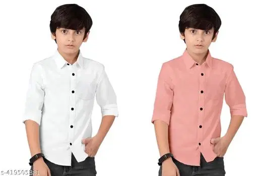 Self Design Cotton Blend Long Sleeve Shirt for Boys (Orange, 2-3 Years)